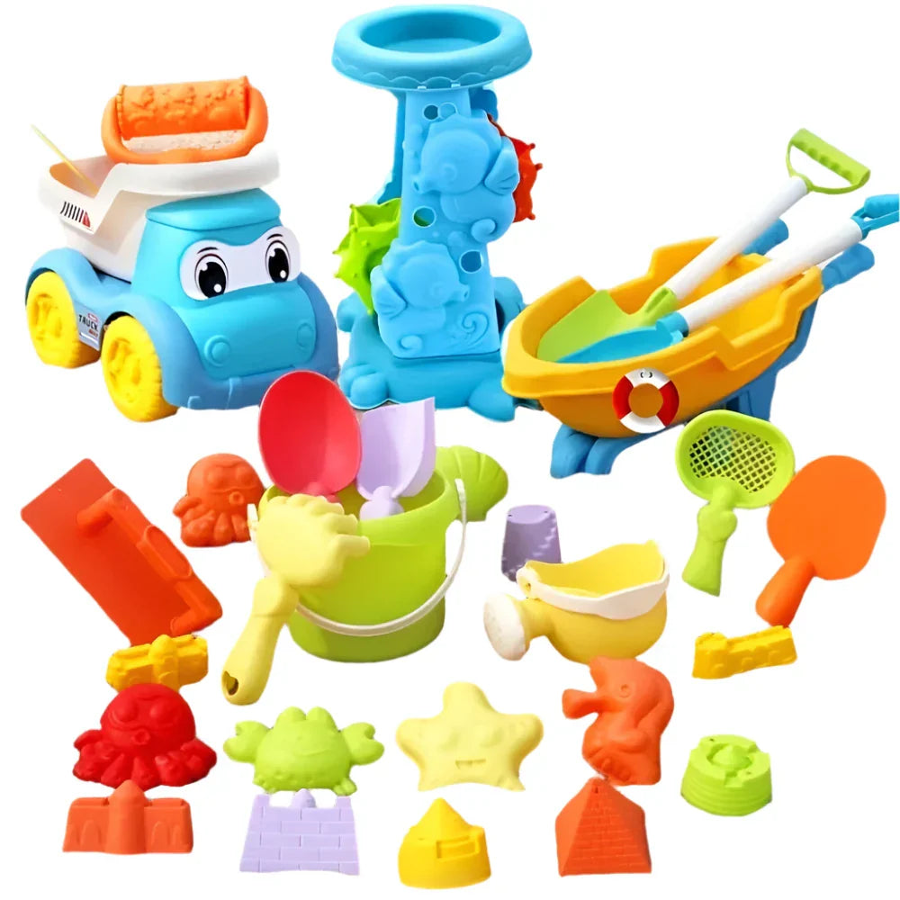 Ensemble de jouets de plage pour enfants avec pelle, seau et moules de dinosaures (100 pièces)