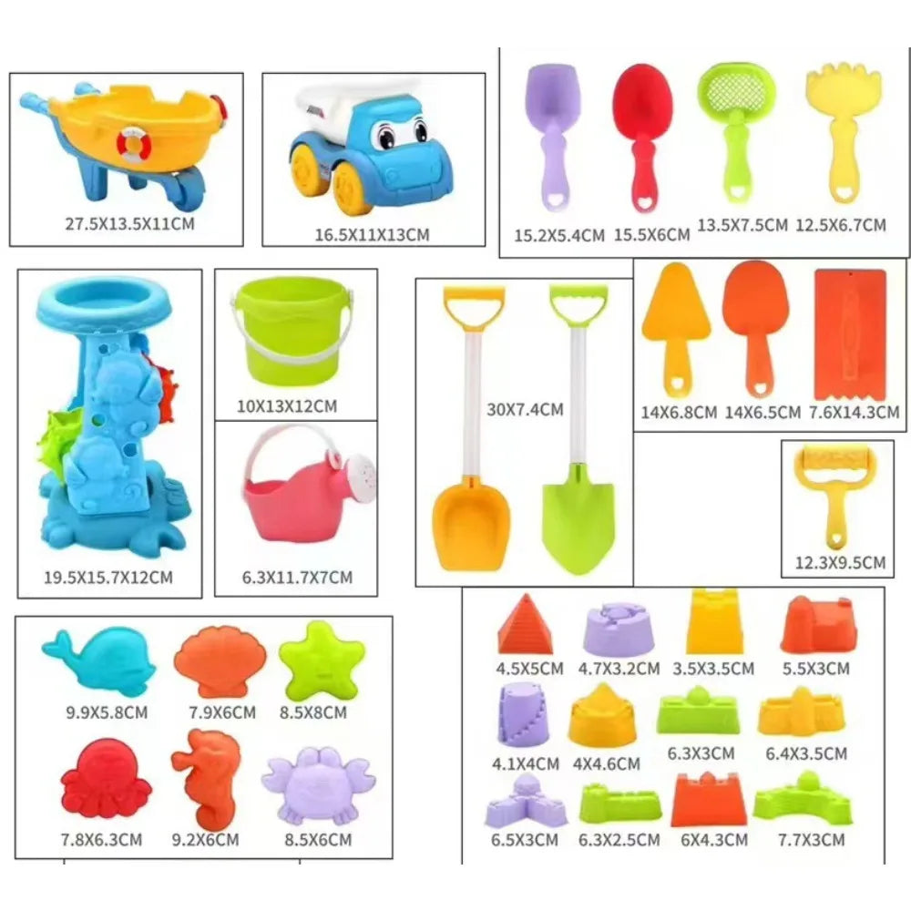 Ensemble de jouets de plage pour enfants avec pelle, seau et moules de dinosaures (100 pièces)