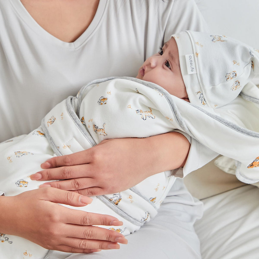 Gigoteuse en coton extra chaud pour bébé Lively Tiger blanche