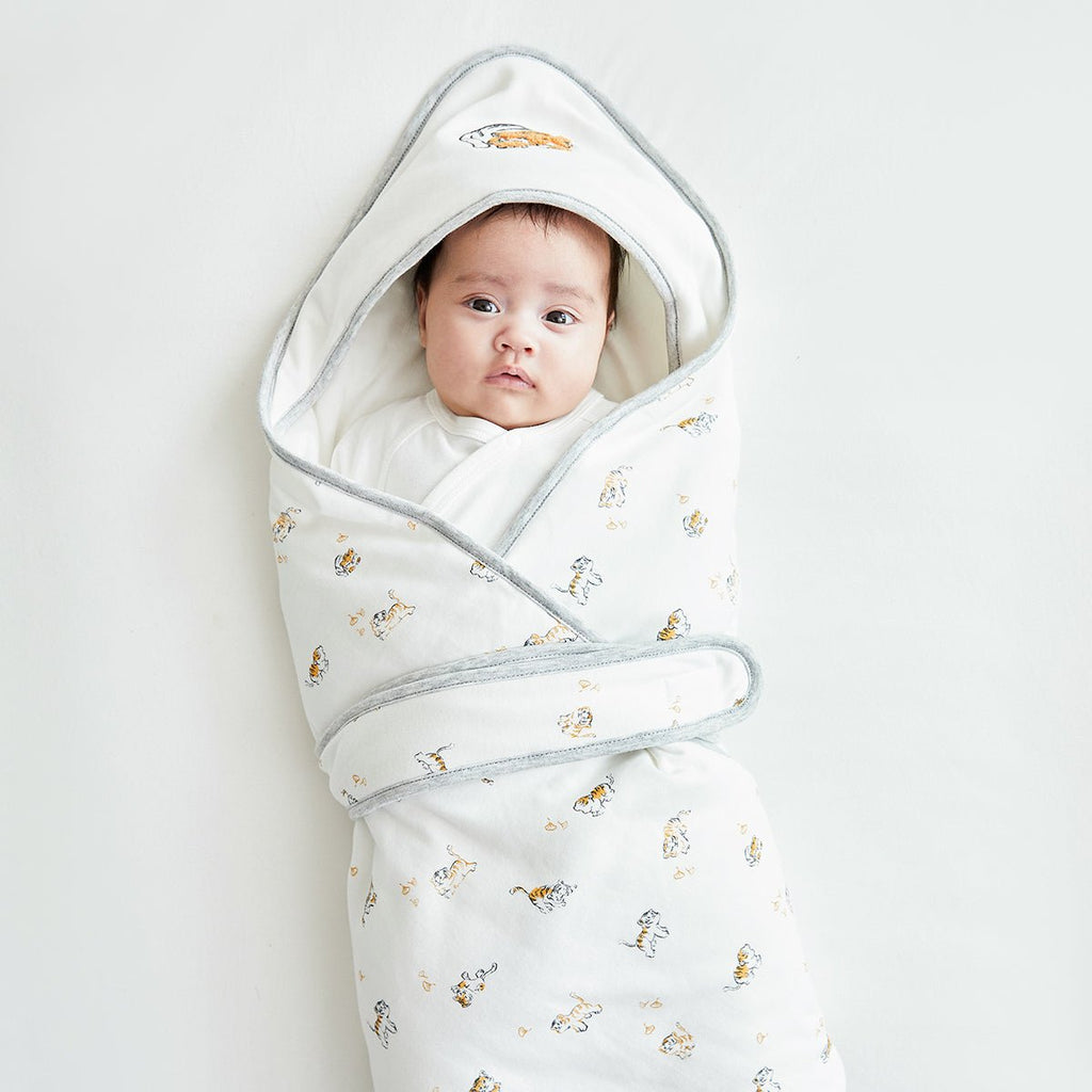 Gigoteuse en coton extra chaud pour bébé Lively Tiger blanche